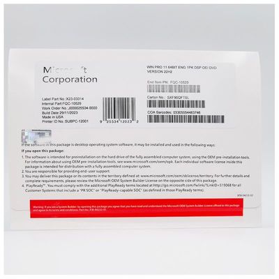 Original Win 11 Pro OEM 64 Bit DVD，English，Korean， Russian，French，Germany，Italian Language Version